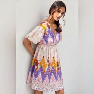 Anthropologie Not So Serious Dress Share Abstract Mini Tassel XS